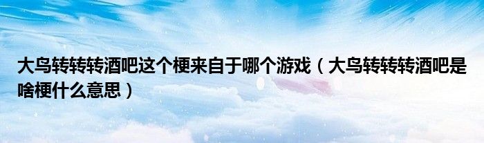 大鸟转转转酒吧这个梗来自于哪个游戏（大鸟转转转酒吧是啥梗什么意思）