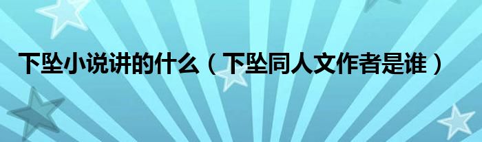 下坠小说讲的什么（下坠同人文作者是谁）