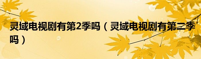灵域电视剧有第2季吗（灵域电视剧有第二季吗）