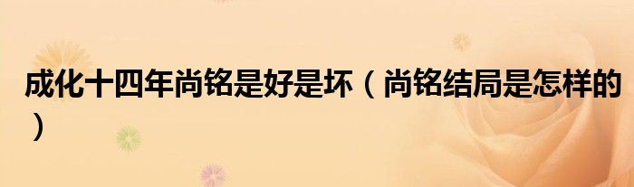 成化十四年尚铭是好是坏（尚铭结局是怎样的）