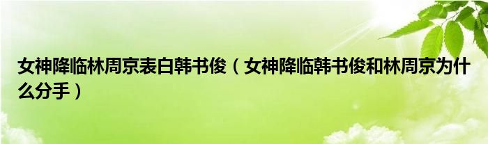 女神降临林周京表白韩书俊（女神降临韩书俊和林周京为什么分手）
