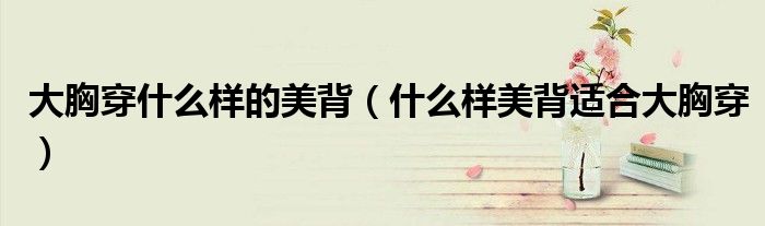 大胸穿什么样的美背（什么样美背适合大胸穿）