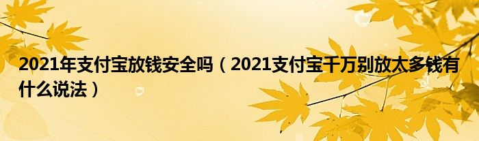 2021年支付宝放钱安全吗（2021支付宝千万别放太多钱有什么说法）