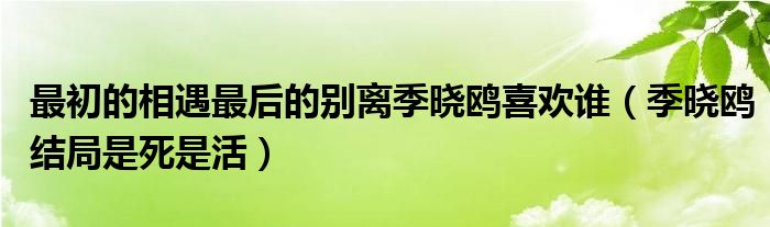 最初的相遇最后的别离季晓鸥喜欢谁（季晓鸥结局是死是活）