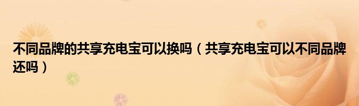 不同品牌的共享充电宝可以换吗（共享充电宝可以不同品牌还吗）