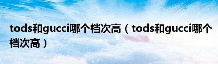 tods和gucci哪个档次高（tods和gucci哪个档次高）