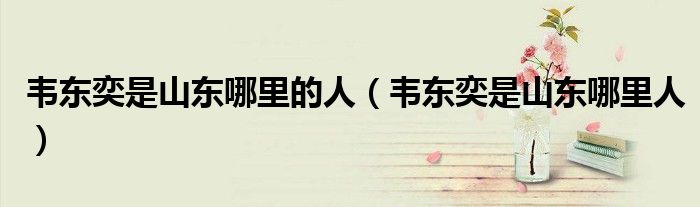 韦东奕是山东哪里的人（韦东奕是山东哪里人）
