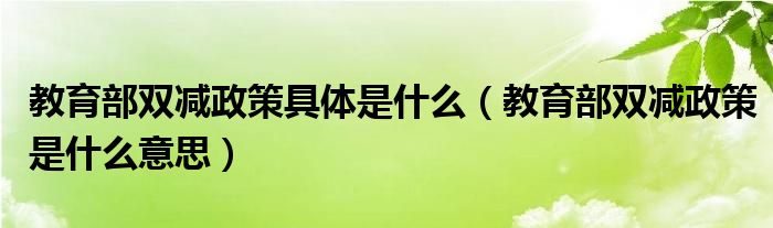教育部双减政策具体是什么（教育部双减政策是什么意思）