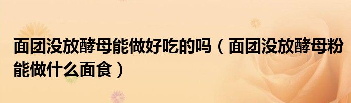 面团没放酵母能做好吃的吗（面团没放酵母粉能做什么面食）