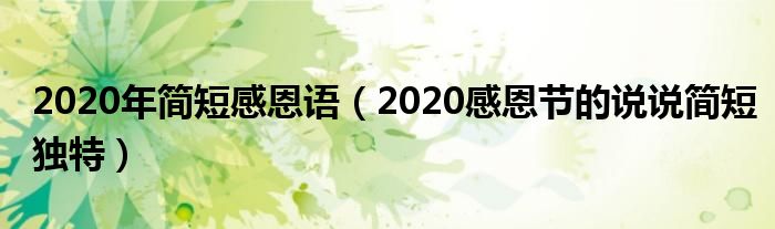 2020年简短感恩语（2020感恩节的说说简短独特）