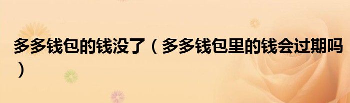 多多钱包的钱没了（多多钱包里的钱会过期吗）