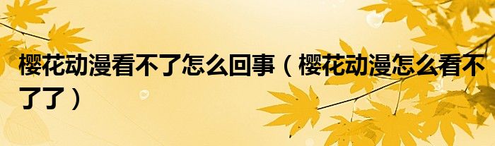 樱花动漫看不了怎么回事（樱花动漫怎么看不了了）