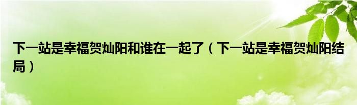 下一站是幸福贺灿阳和谁在一起了（下一站是幸福贺灿阳结局）