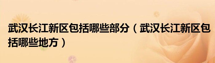 武汉长江新区包括哪些部分（武汉长江新区包括哪些地方）