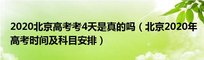 2020北京高考考4天是真的吗（北京2020年高考时间及科目安排）