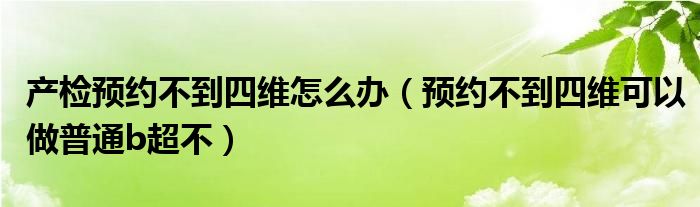 产检预约不到四维怎么办（预约不到四维可以做普通b超不）