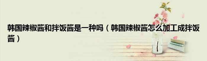 韩国辣椒酱和拌饭酱是一种吗（韩国辣椒酱怎么加工成拌饭酱）