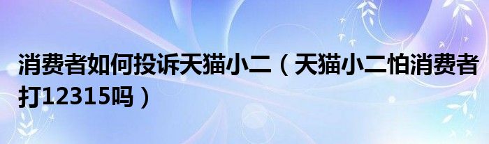 消费者如何投诉天猫小二（天猫小二怕消费者打12315吗）
