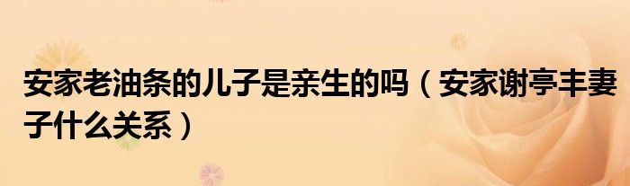安家老油条的儿子是亲生的吗（安家谢亭丰妻子什么关系）