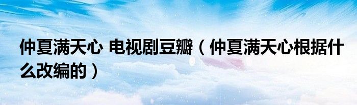 仲夏满天心 电视剧豆瓣（仲夏满天心根据什么改编的）