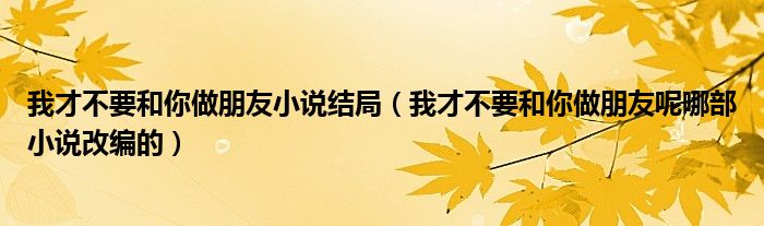 我才不要和你做朋友小说结局（我才不要和你做朋友呢哪部小说改编的）