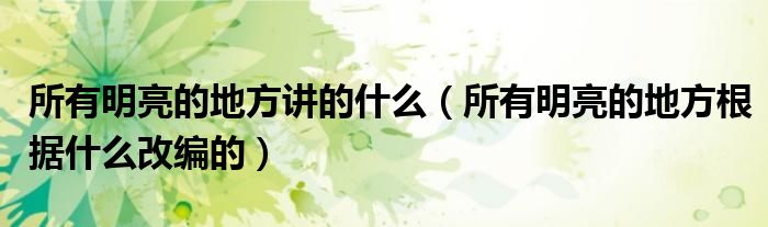 所有明亮的地方讲的什么（所有明亮的地方根据什么改编的）