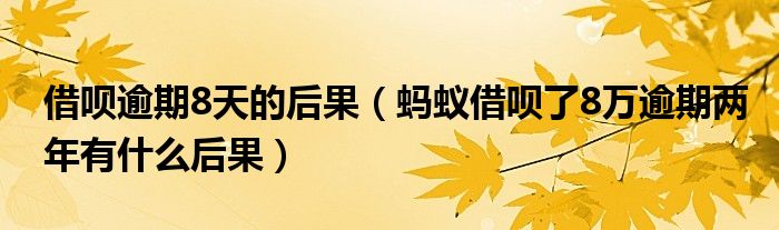 借呗逾期8天的后果（蚂蚁借呗了8万逾期两年有什么后果）