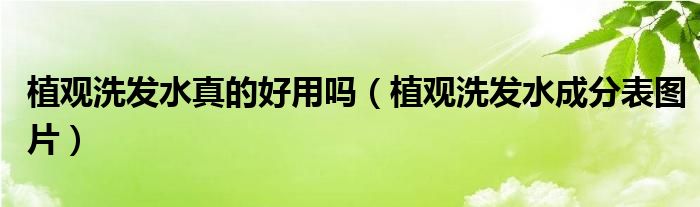 植观洗发水真的好用吗（植观洗发水成分表图片）