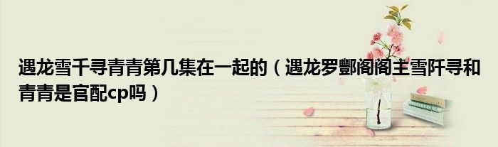 遇龙雪千寻青青第几集在一起的（遇龙罗酆阁阁主雪阡寻和青青是官配cp吗）
