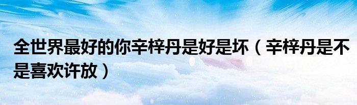 全世界最好的你辛梓丹是好是坏（辛梓丹是不是喜欢许放）