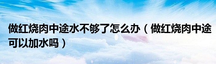 做红烧肉中途水不够了怎么办（做红烧肉中途可以加水吗）