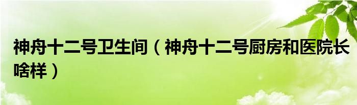 神舟十二号卫生间（神舟十二号厨房和医院长啥样）