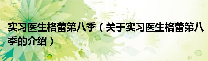 实习医生格蕾第八季（关于实习医生格蕾第八季的介绍）
