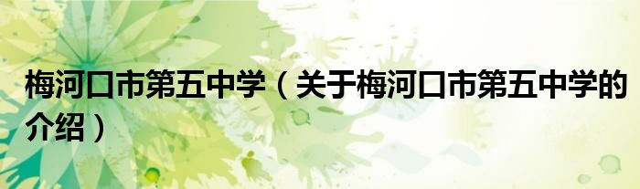 梅河口市第五中学（关于梅河口市第五中学的介绍）