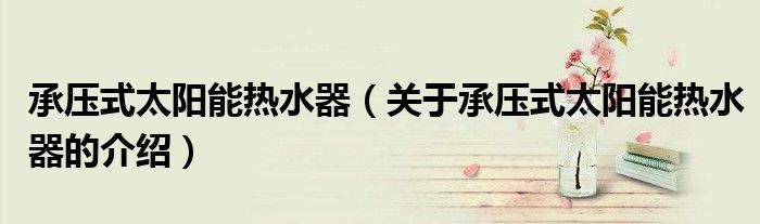 承压式太阳能热水器（关于承压式太阳能热水器的介绍）