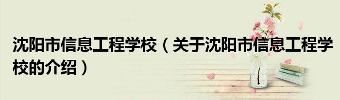 沈阳市信息工程学校（关于沈阳市信息工程学校的介绍）