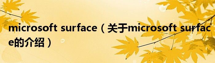 microsoft surface（关于microsoft surface的介绍）