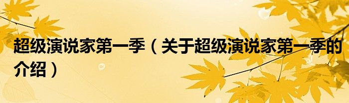 超级演说家第一季（关于超级演说家第一季的介绍）