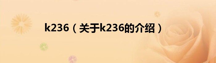 k236（关于k236的介绍）