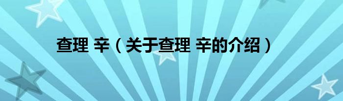 查理 辛（关于查理 辛的介绍）