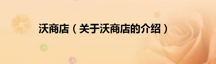 沃商店（关于沃商店的介绍）