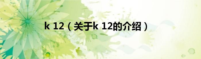 k 12（关于k 12的介绍）