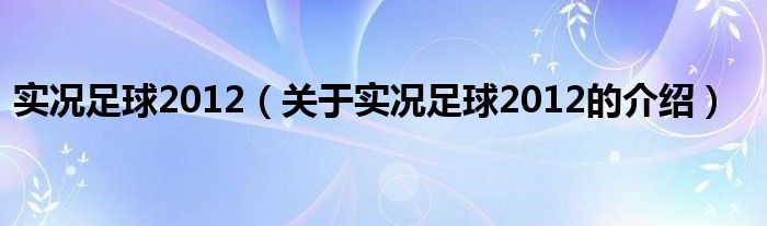 实况足球2012（关于实况足球2012的介绍）