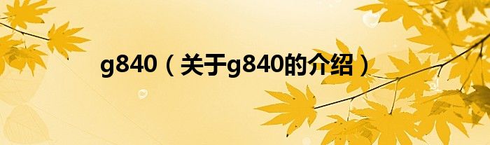 g840（关于g840的介绍）