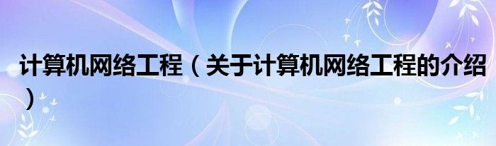 计算机网络工程（关于计算机网络工程的介绍）