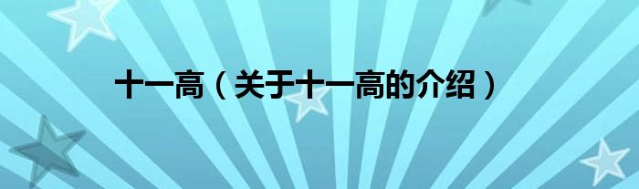 十一高（关于十一高的介绍）