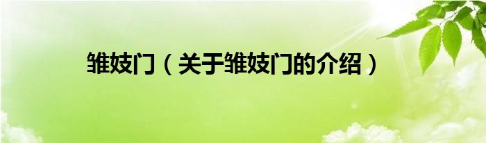 雏妓门（关于雏妓门的介绍）