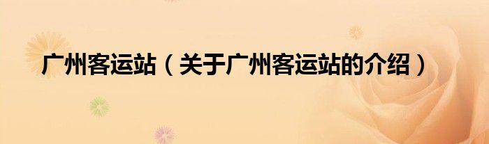 广州客运站（关于广州客运站的介绍）