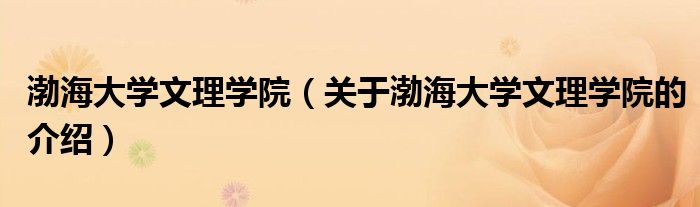 渤海大学文理学院（关于渤海大学文理学院的介绍）