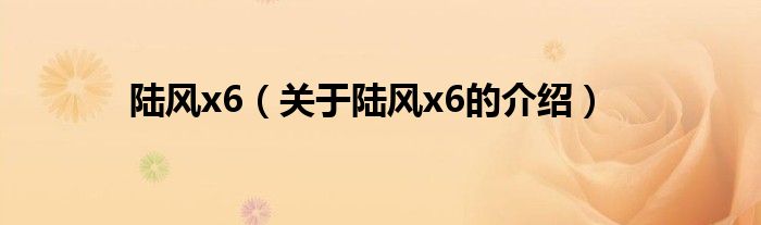 陆风x6（关于陆风x6的介绍）